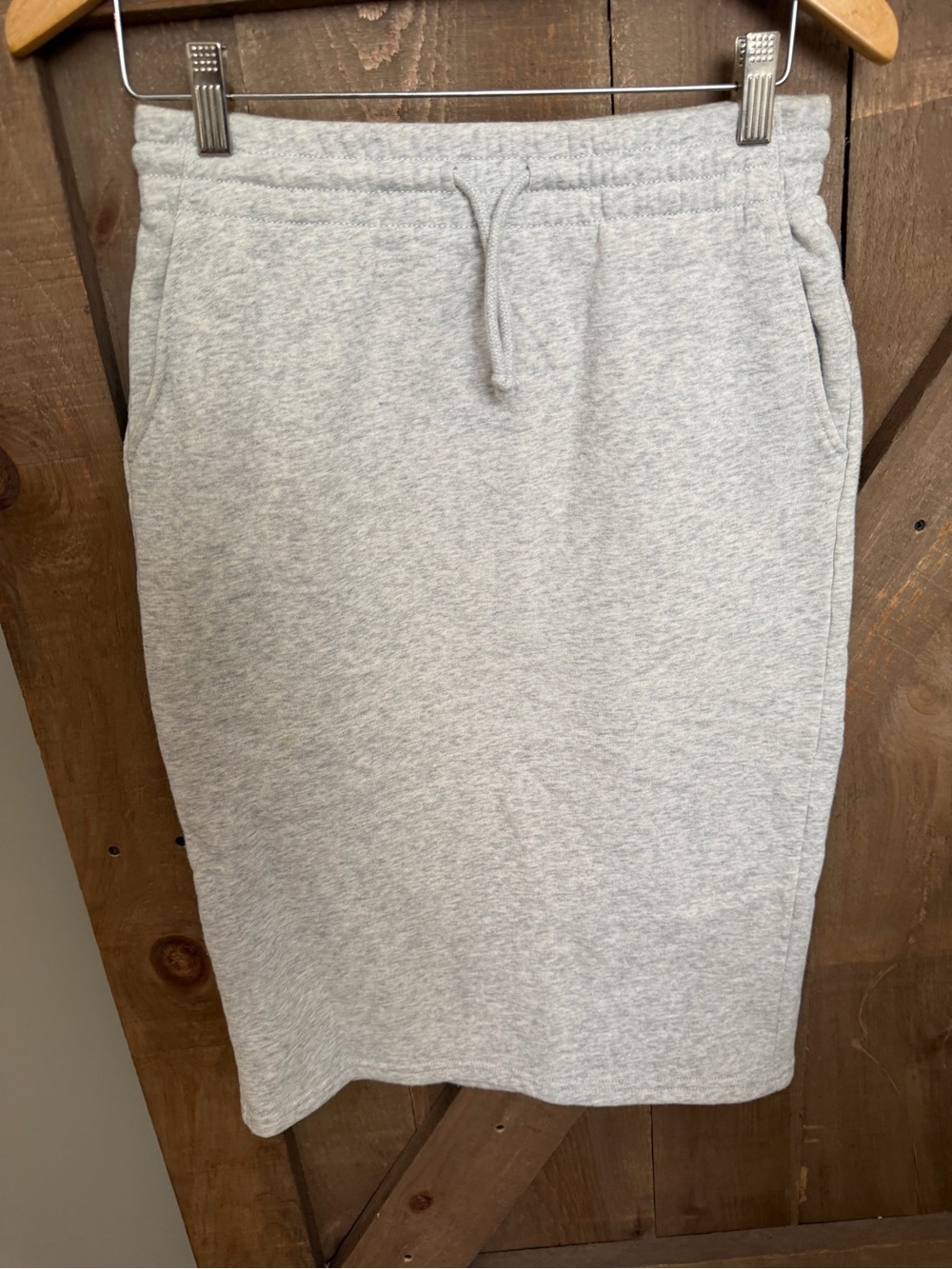 Aritzia Light Gray Midi Drawstring Sweat Skirt